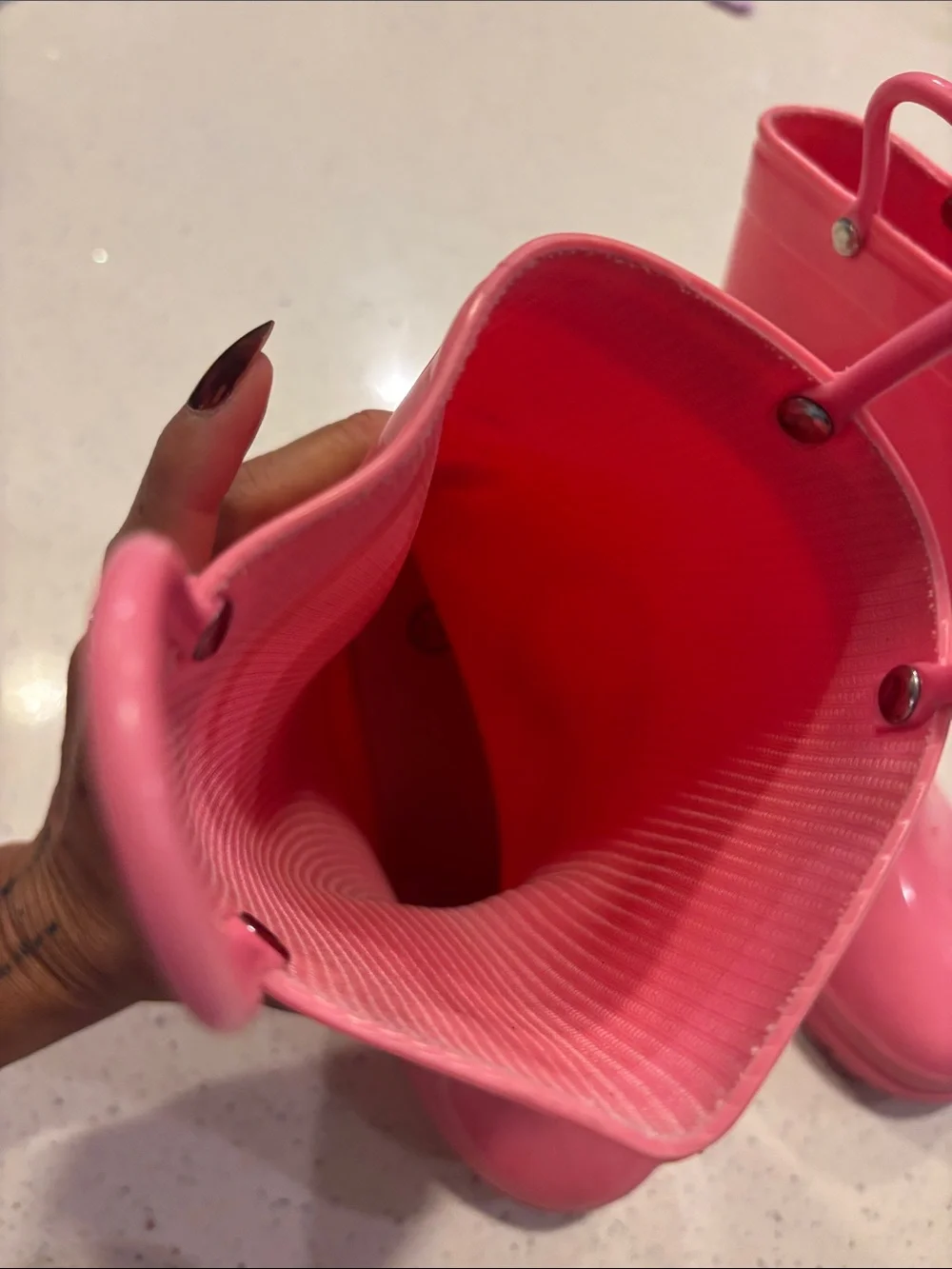 Kids Pink Rain Boots with Pull Handles